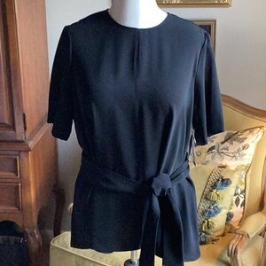Elegant Black Women's Top with Tie Waist
